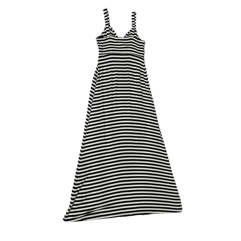 Boston Proper Women’s Black & White Stripped Maxi Dress Size XS